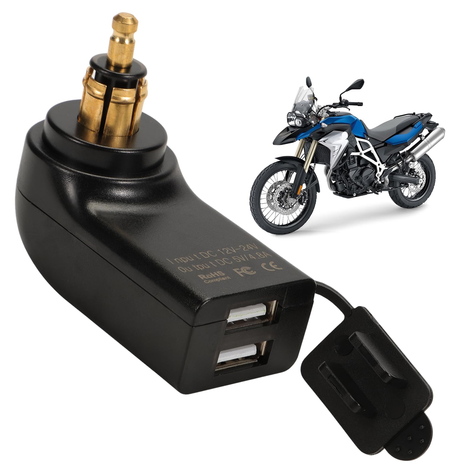 Presa USB Motociclo Caricatore Per Due Porte, Per I Modelli Bmw F800gs, F650gs E F700gs Connettore Ricarica Rapida Con Cappuccio In Gomma Impermeabile, 12-24 V Cc, 2,4 A, Per 1200gs Rt