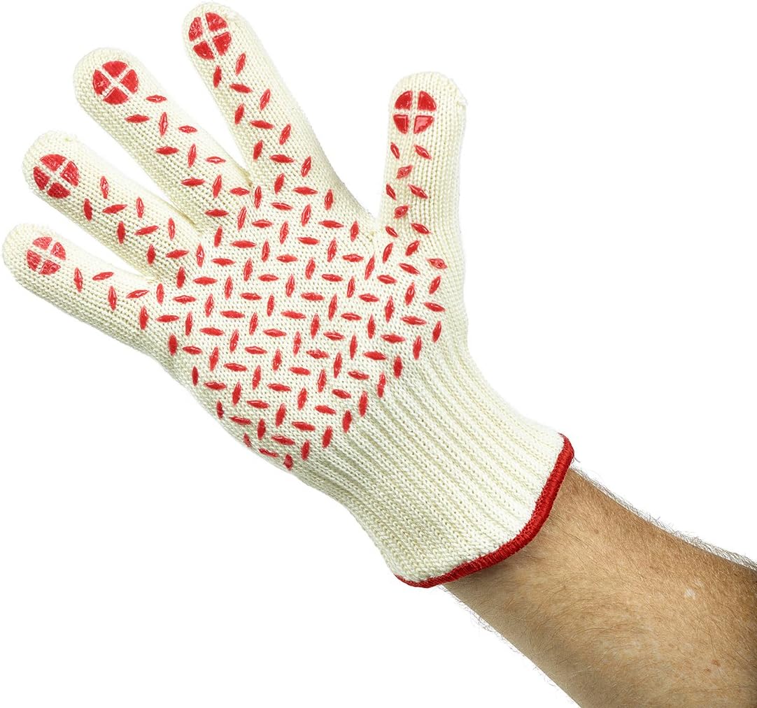 Heat Resistant Glove, Red Silicone Grip