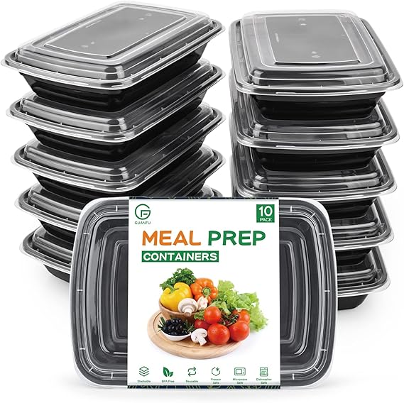 GUANFU [10 Pack] Meal Prep Containers 1 Compartment, BPA Free Reusable