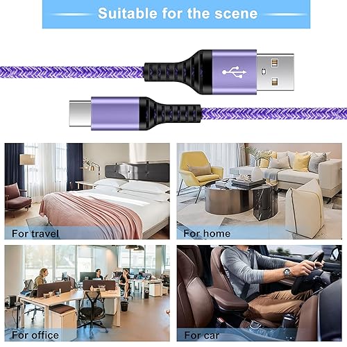 Miniatura 5 de Cable USB tipo C USB C de carga rápida de 6 pies, cable de carga rápida para teléfono Android Samsung Galaxy S22S22 UltraS21S20S10A52A32A53A13