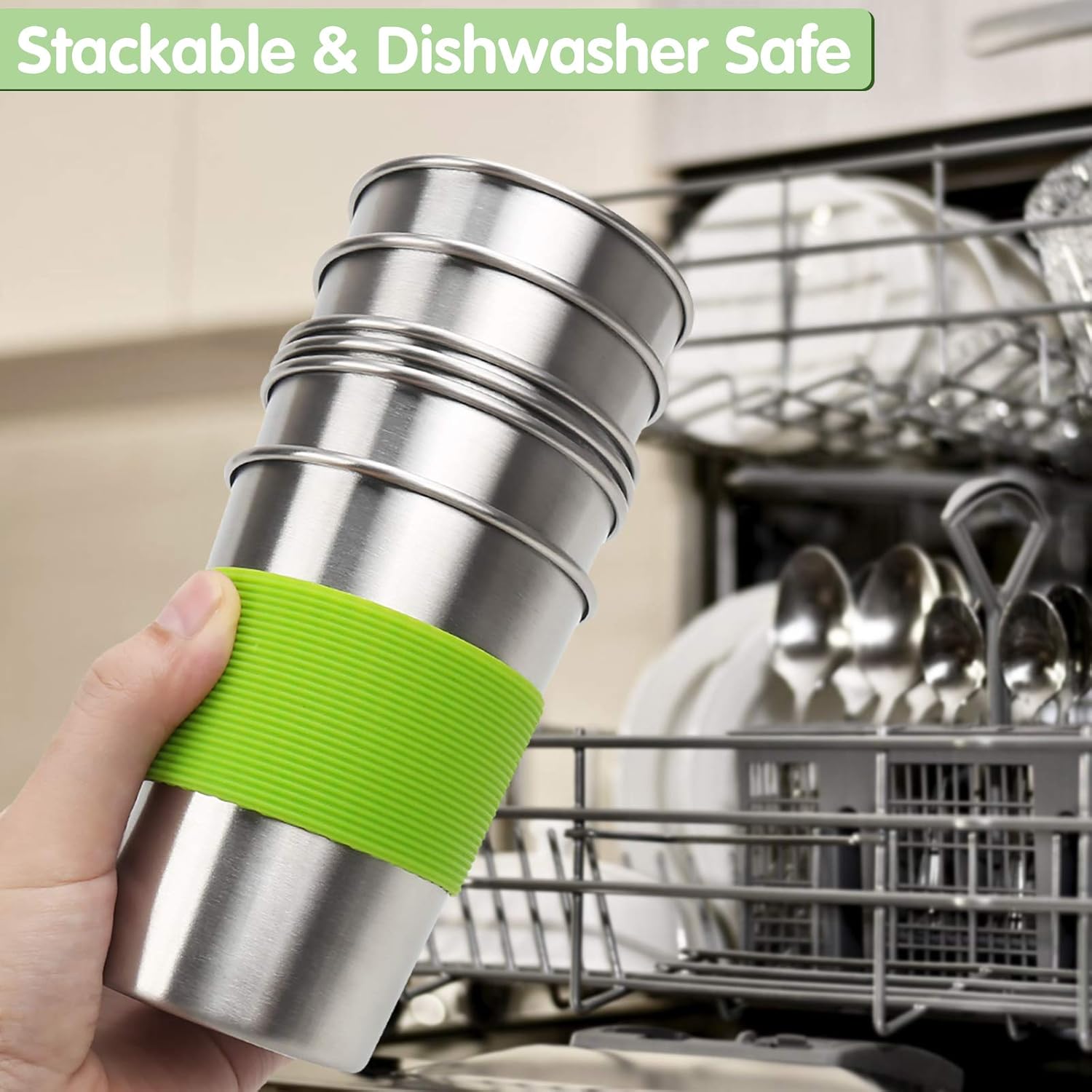 Stainless Steel Kids Cups with Straws and Lids, 6 Pack 12oz Leak Proof Sippy Cups, Unbreakable Toddler Straw Cup Tumblers, Kids Water Drinking Glasses, BPA-Free Reusable Metal Mug for Children Adult - Image 7