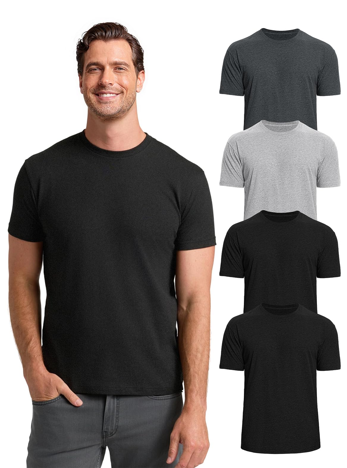 Mens T Shirts Mens Fitted Crew Neck Shirts Athletic Plain Basic Tees