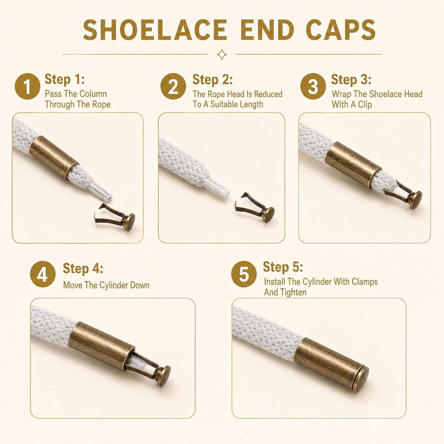 Paracord End Caps, 50 Sets Alloy Shoelace Tips Replacement