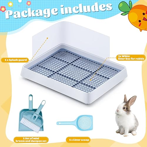 Miniatura 3 de Uiifan Caja de arena para conejos, bandeja de arena para conejillos de indias, arena para animales pequeños, inodoro para mascotas, bandeja