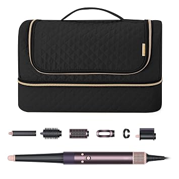 Yarwo 2026 New Travel Case Compatible for Airwrap i.d.Multi-styler Complete | Double Layers Hair Tools Storage Bag with Hanging Hook and Top Handle for Hair Curler Attachments, Xmas Gift for Women, Black
