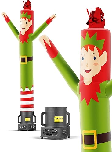 LookOurWay - Muñeco inflable de tubo Air Dancers de elfo de 1,83 m de alto con soplador Sky Dancer de 14 de caballos de fuerza
