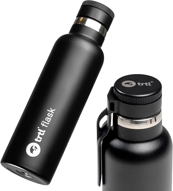 trtl Travel Water Bottle Flask- Insulated Water Bottle That Keeps Drinks Cool for Up to 24 Hours - Secure, Leak-Proof Lid