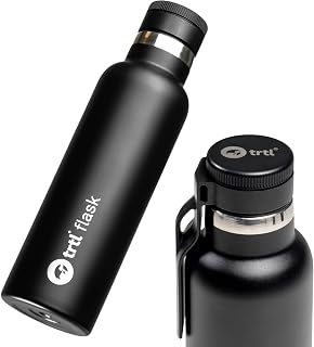 trtl Travel Water Bottle Flask- Insulated Water Bottle That Keeps Drinks Cool for Up to 24 Hours - Secure, Leak-Proof Lid