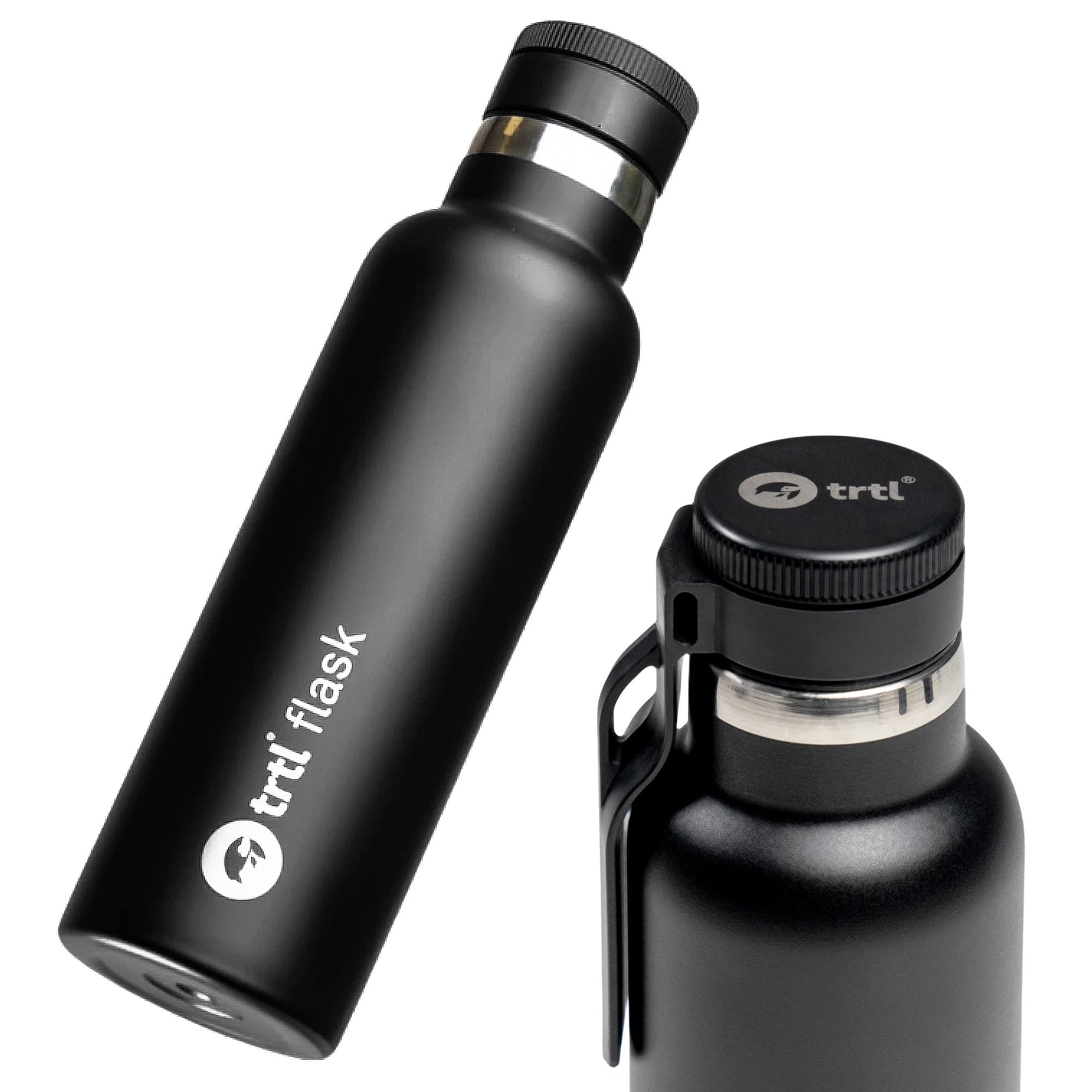 trtl Travel Water Bottle Flask- Insulated Water Bottle That Keeps Drinks Cool for Up to 24 Hours - Secure, Leak-Proof Lid