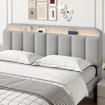 ComfyCorner King Size Adjustable Headboard, Upholstered Headboard Grey