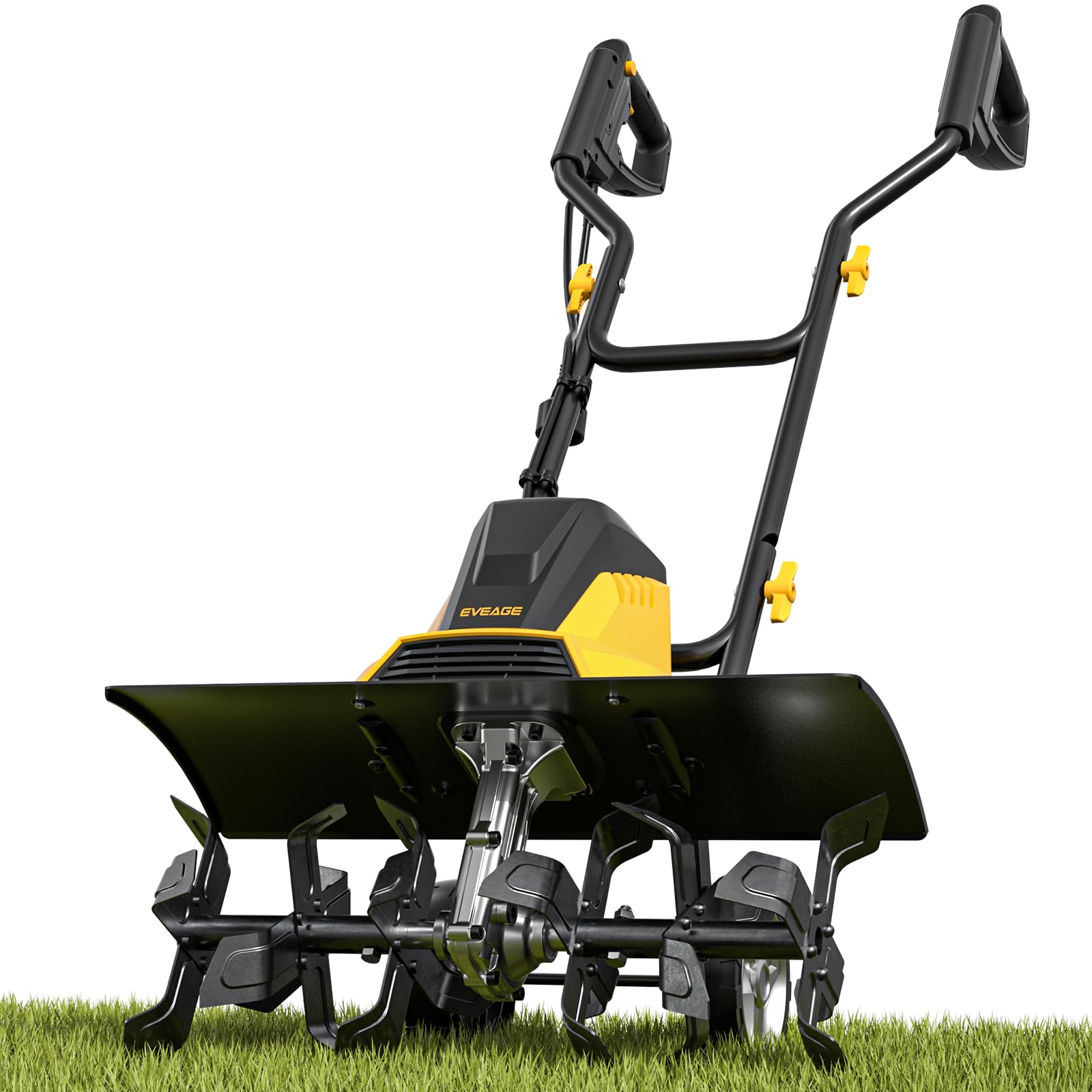 EVEAGE 18-Inch 13.5-AMP Electric Tiller for Gardening, Coarded Rototiller 4'' - 8'' Farm Tilling Depth, Foldable Handle 6x4 Tines with Adjustable Wheels