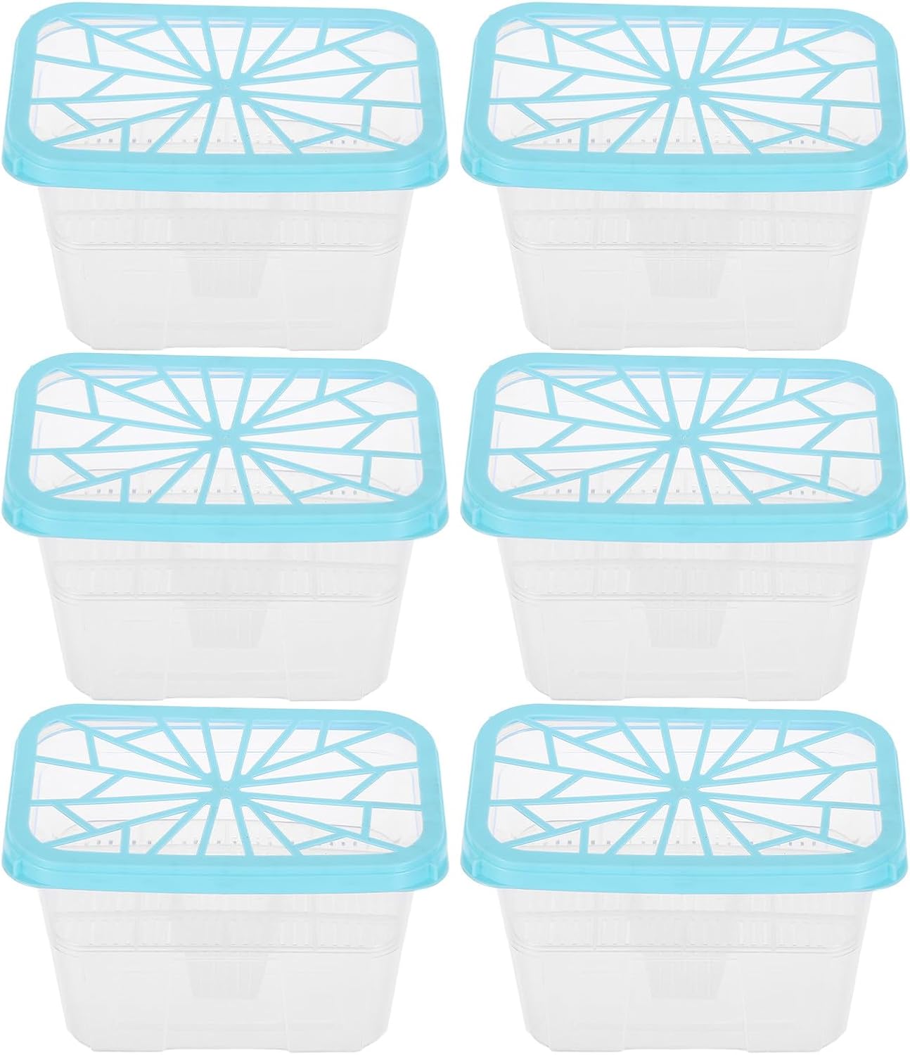 6pcs Reusable Moisture Absorber Container: Empty Dehumidifier Boxes - Plastic Refill Holder for Bathroom Closet and Storage