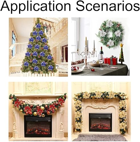 Miniatura 4 de Paquete de 12 adornos para árbol de Navidad con purpurina para árbol de Navidad, decoración de Navidad
