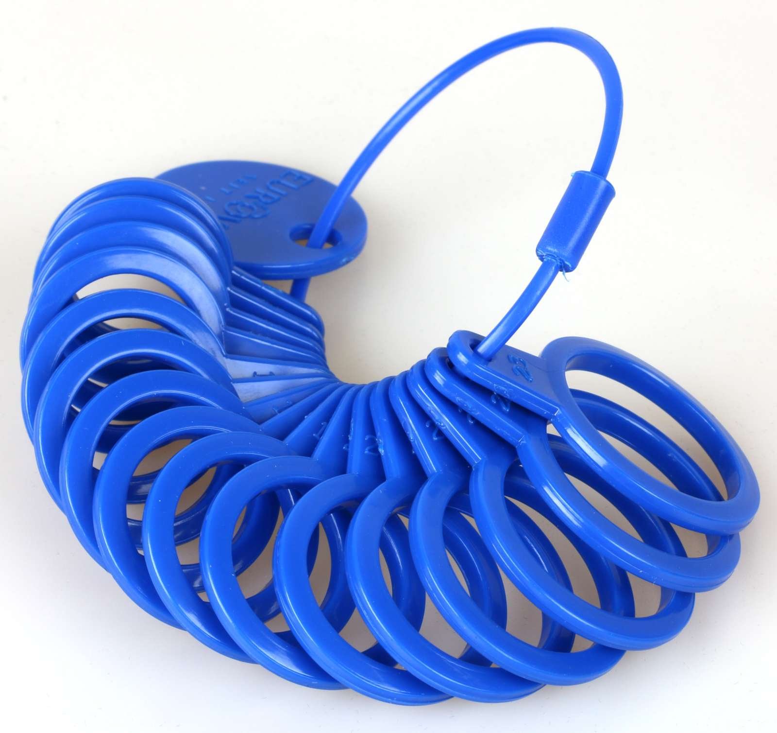Ringmaß aus Kunststoff, Messgerät für den Durchmesser von Ringen Blau
