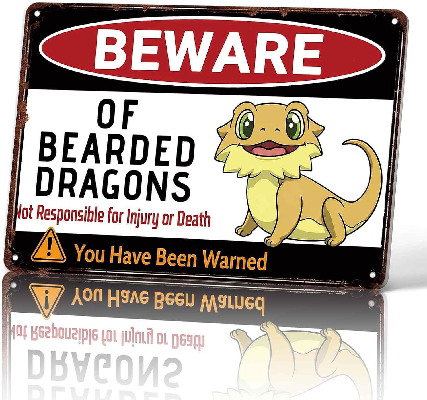 Funny Wall Decor 8x12 Inch Metal Sign Beware Of Bearded Dragons Decor