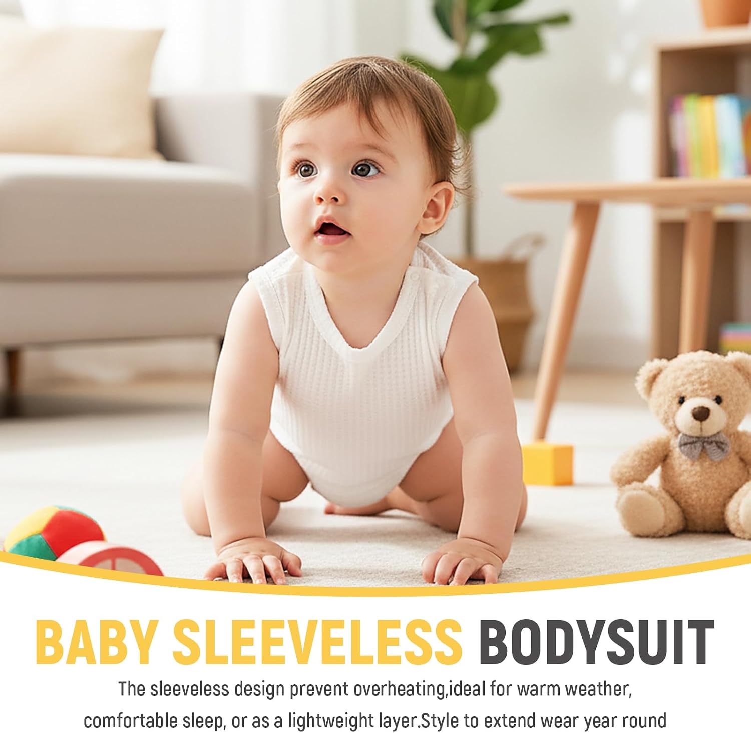 DEFAHN Baby Boy Sleeveless Bodysuits 2 Pack Tank Top One Piece Romper