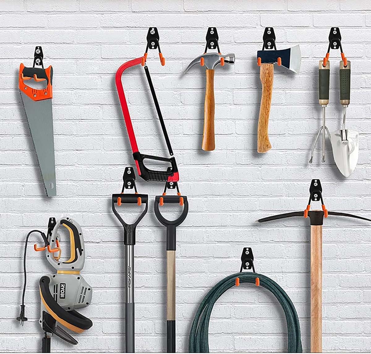 Double-Color Durable Heavy-Duty Metal Tool Hook, Wall-Mounted Garage Organizer Suitable for Ladder, Bicycle, and Tools - Industrial Strength, Space-Saving Storage Solution, Round, 1 Pack