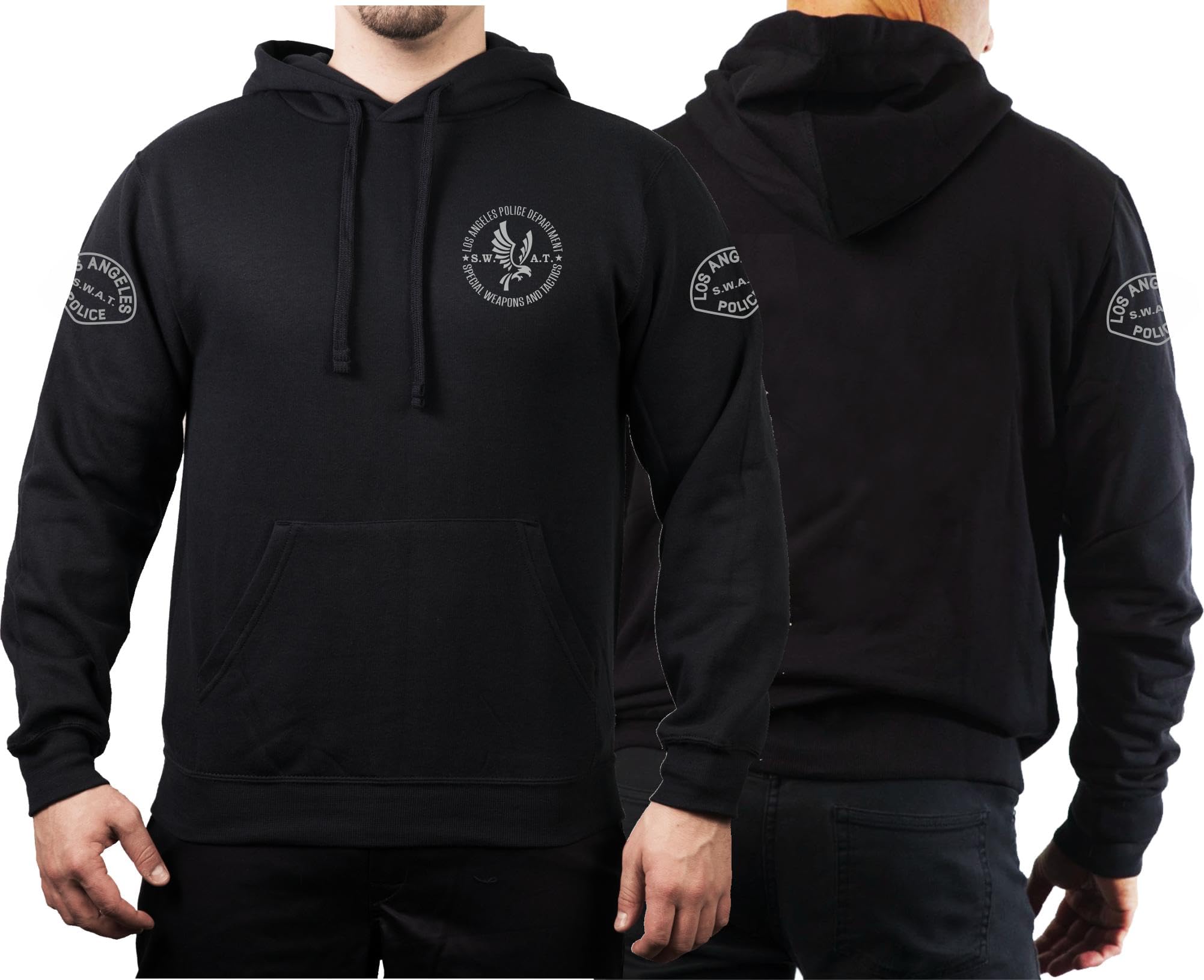 Sweat à capuche noir L.A.P.D. SWAT California Patchdesign