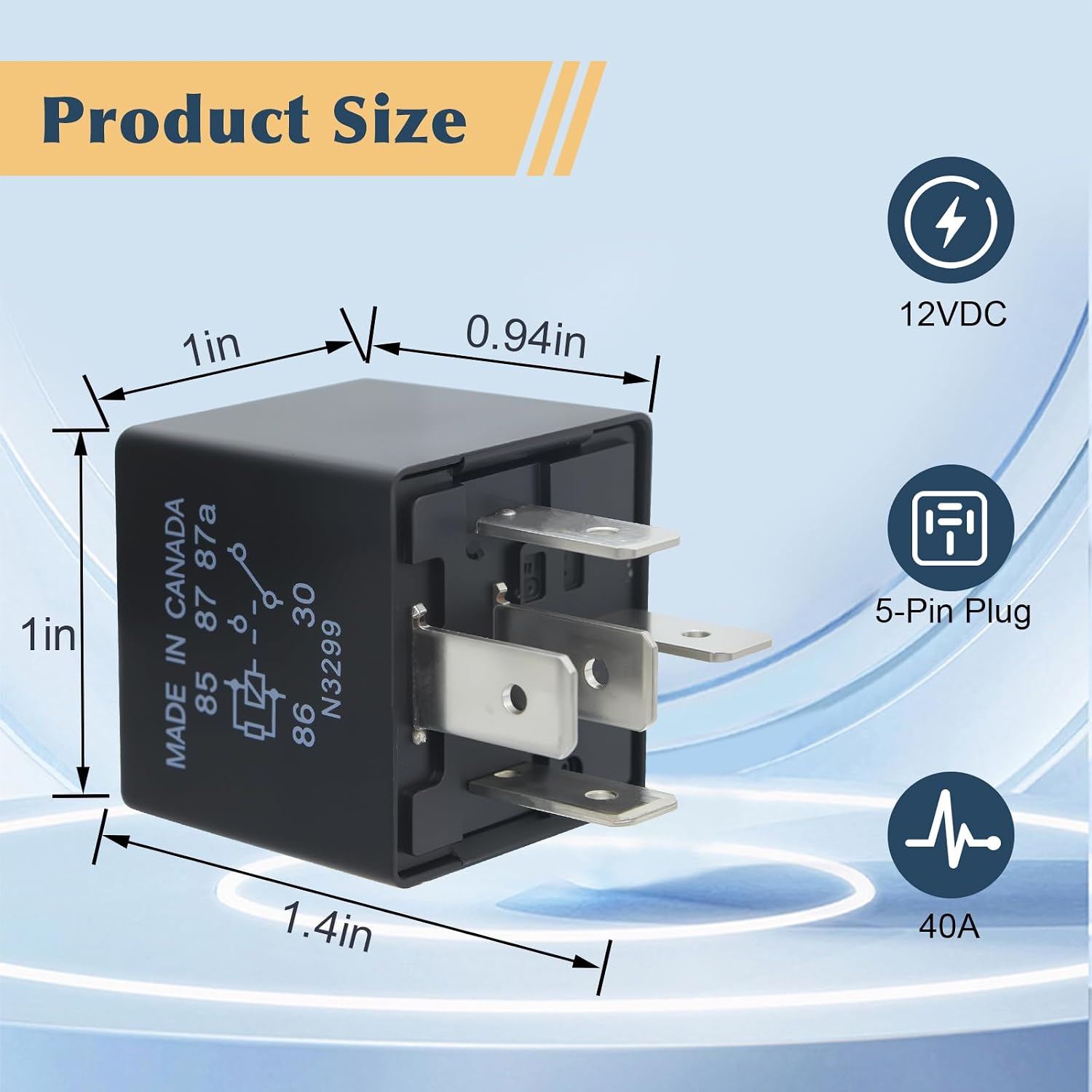 P6SDT FOAB-14B192-AA Relay - 40A 12VDC 5-Pin Relay for Ford Ford F-150, Explorer, Expedition, Electrical System 2 -Pack