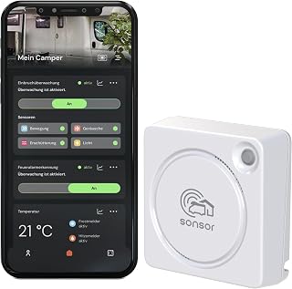 sonsor - Mobile Alarmanlage mit LTE, GPS-Ortung & kostenloser App für Wohnmobile, Vans, Garagen, Gärten oder Werkstätten (telegrau)