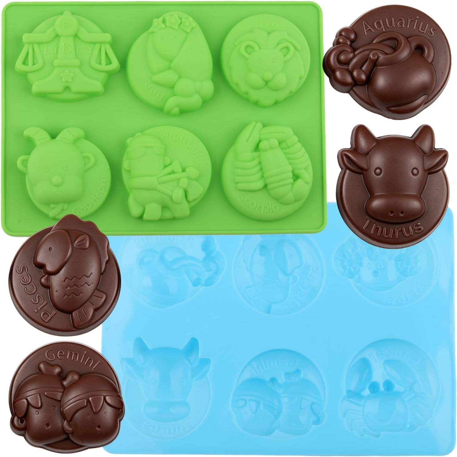 12 Zodiac Sign Horoscope Silicone Molds Zodiac Themed Silicone Chocolate Mold 12 Constellation Animals Mold For Chocolate Candy Set Of 2