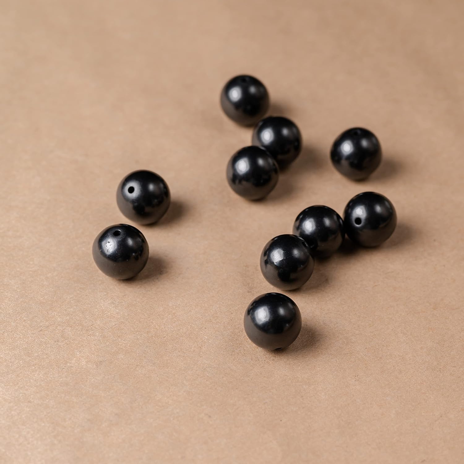Karelian Heritage Shungite Stone Round Beads 12 mm 50 pcs for Making Jewelry Supply Set | Black Crystal Natural Stone Loose Beads in Bulk | Authentic Raw Shungite for Making Jewelry DIY and Craft S163