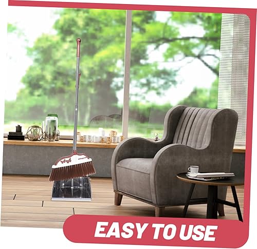 Miniatura 5 de Juego de 1 escoba y recogedor de cerdas suaves, kit de limpieza para el hogar, diseño estable y antiviento