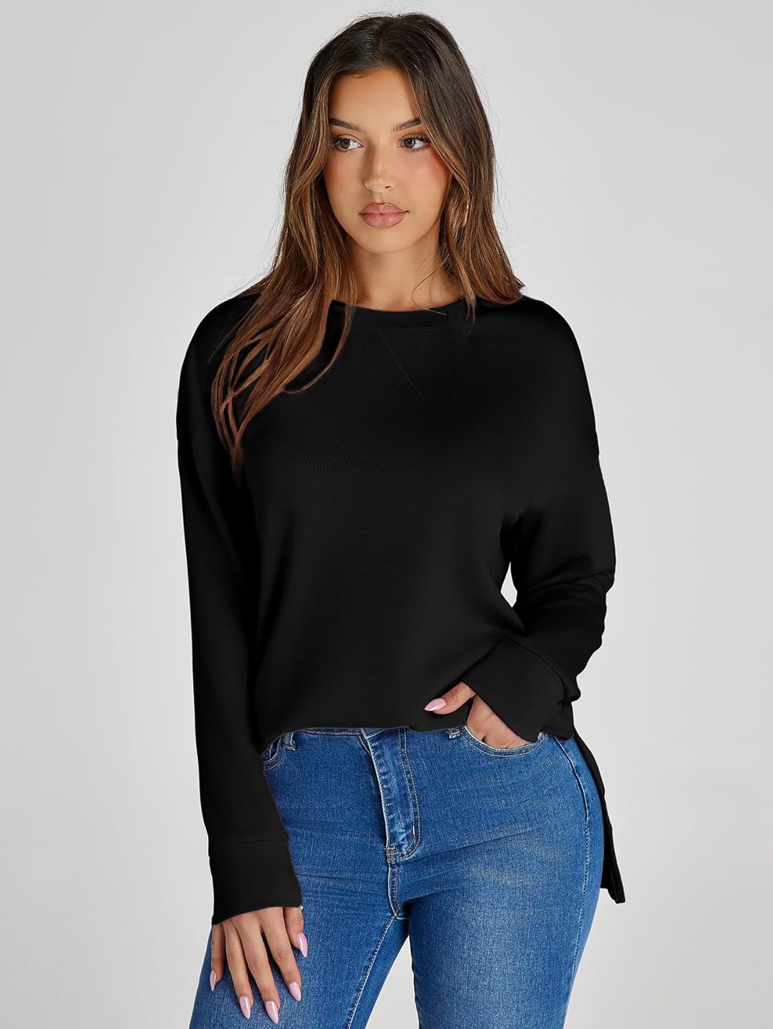 Glamaker Women's Long Sleeve Crewneck Sweatshirt Air Essentials Soft Loose Pullover Sweatshirts - Image 3