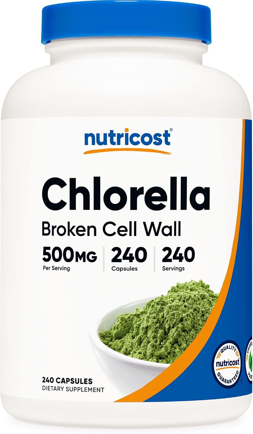 Nutricost Chlorella Capsules 500mg, 240 Vegetarian Capsules - Non-GMO and Gluten Free