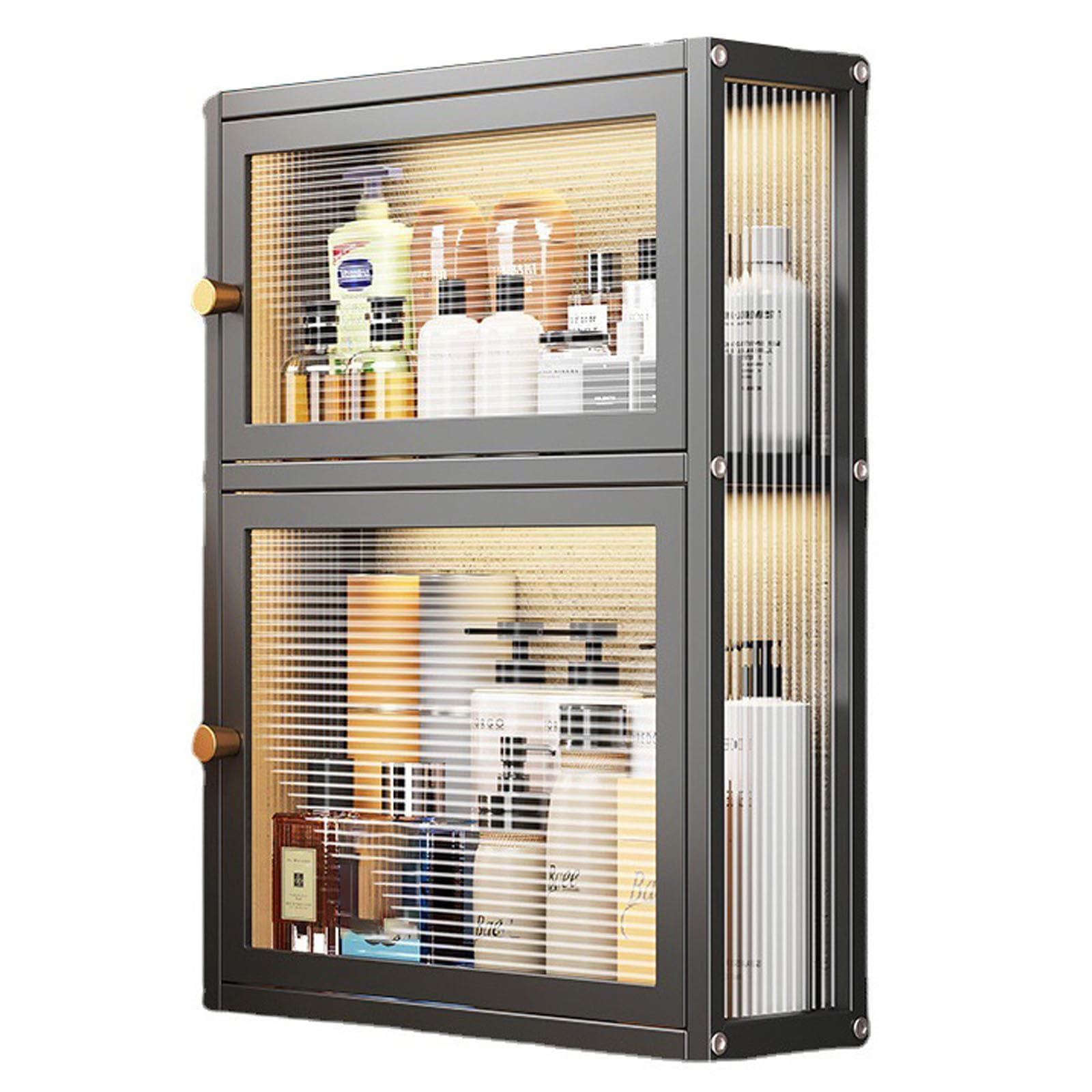 Slish Armoire murale Mcine en métal noir – Peu encombrante pour salle de bain, cuisine, bureau et salle à manger avec portes Ele – Design et construction modernes