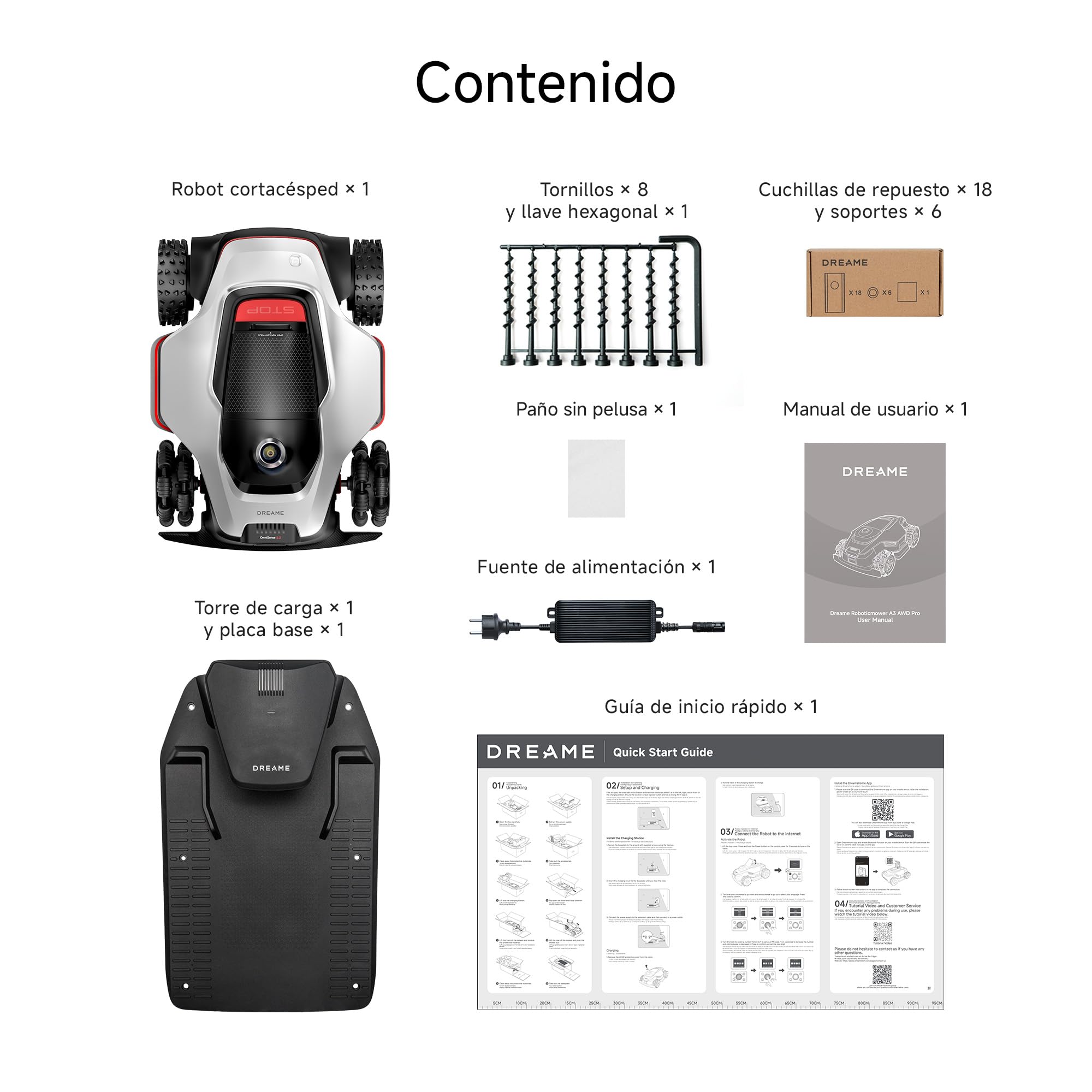 DREAME A3 AWD Pro 5000 Robot Mower para hasta 5000 m², Motores Hub 4WD, Sin RTK, LiDAR 3D 360° y Visión IA Dual, Capacidad de Subida de hasta el 80% (38,7°), EdgeMaster 2.0, Corte de Borde < 3 cm