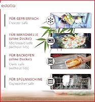 edallo 3 db Nagy Üveg Ételtároló Doboz Légmentes Fedéllel - Szivárgásmentes, Mosogatógép, Sütő, Fagyasztó és Mikrohullámú Sütő Biztos - 3x10 3