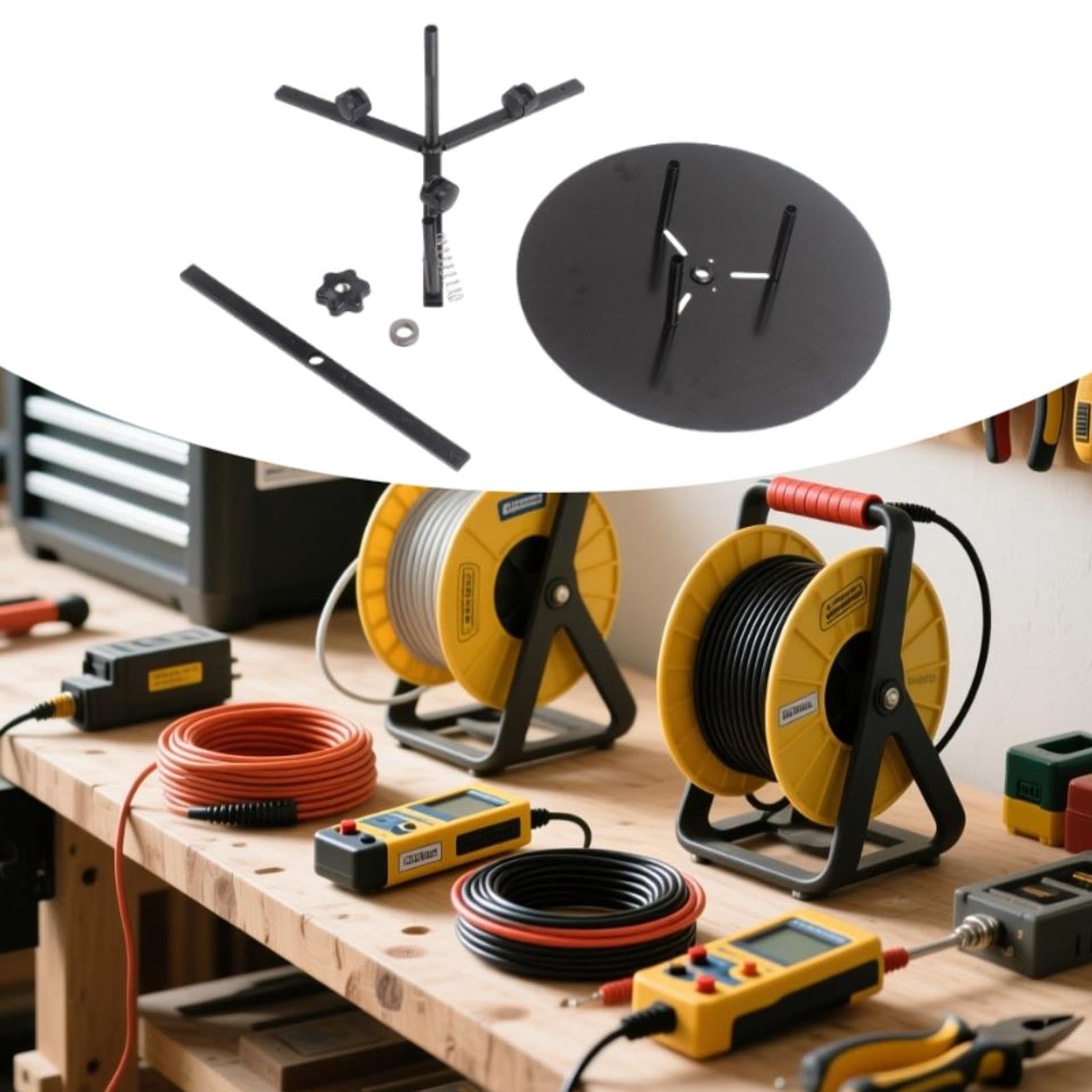 Porta Cavi Rack Dispenser Filo Porta Bobina Cavo Supporto Elettricista Stabile Compatto Metallo Regolabile Attorcigliamento Recupero Preciso, 1 Livello 36 Cm