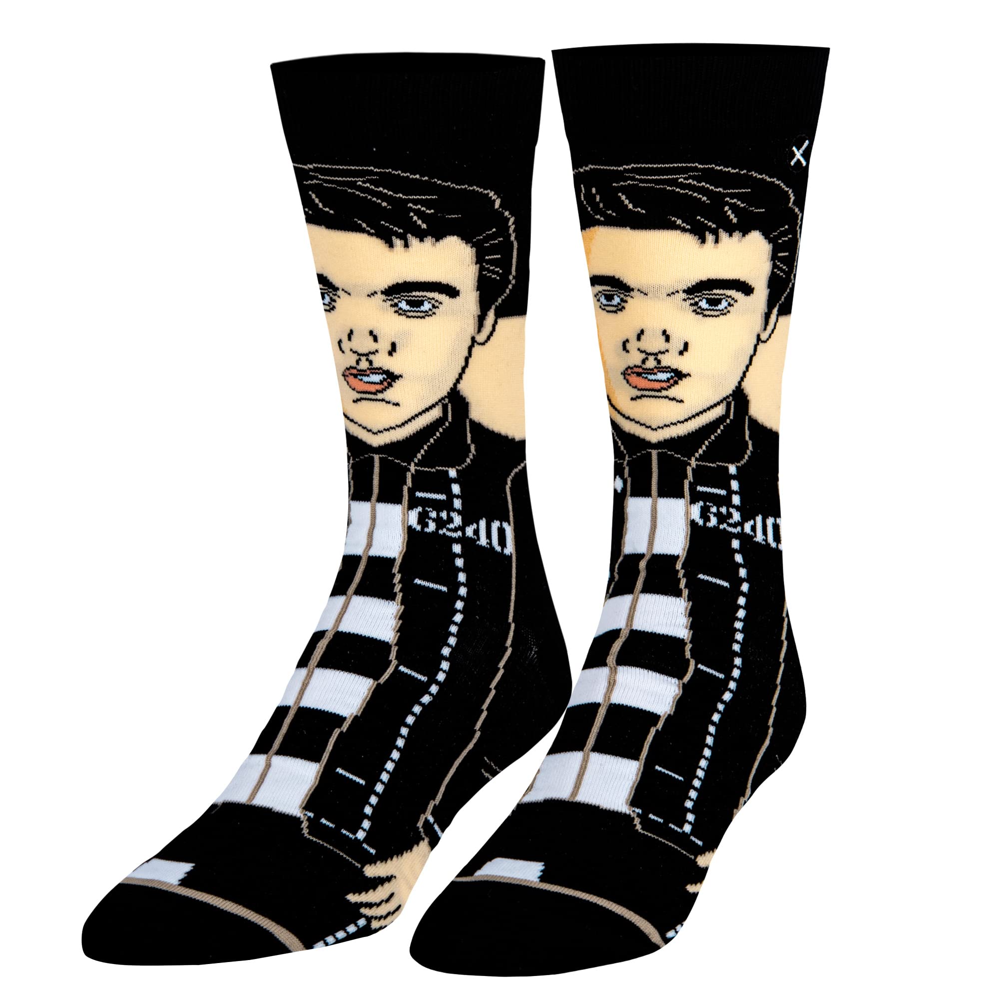 Odd Sox, Elvis Presley, The King of Rock N Roll Men's Socks, Fun Collector Gifts, Elvis Jailhouse Rock, Large