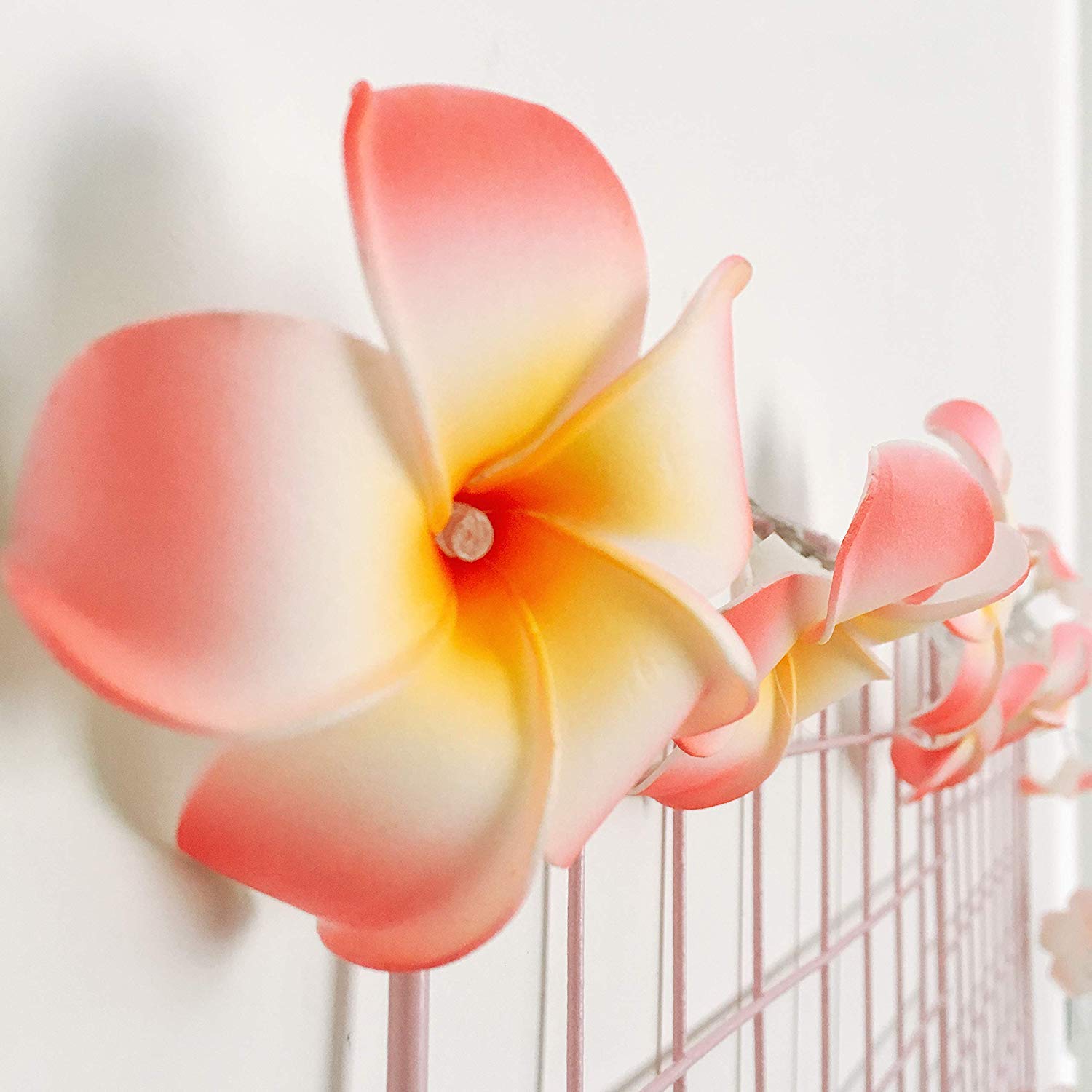 Gzero Frangipani - Striscia di luci LED hawaiana in schiuma artificiale, alimentazione a batteria, per matrimoni, feste in spiaggia 2 set Pink Flowers