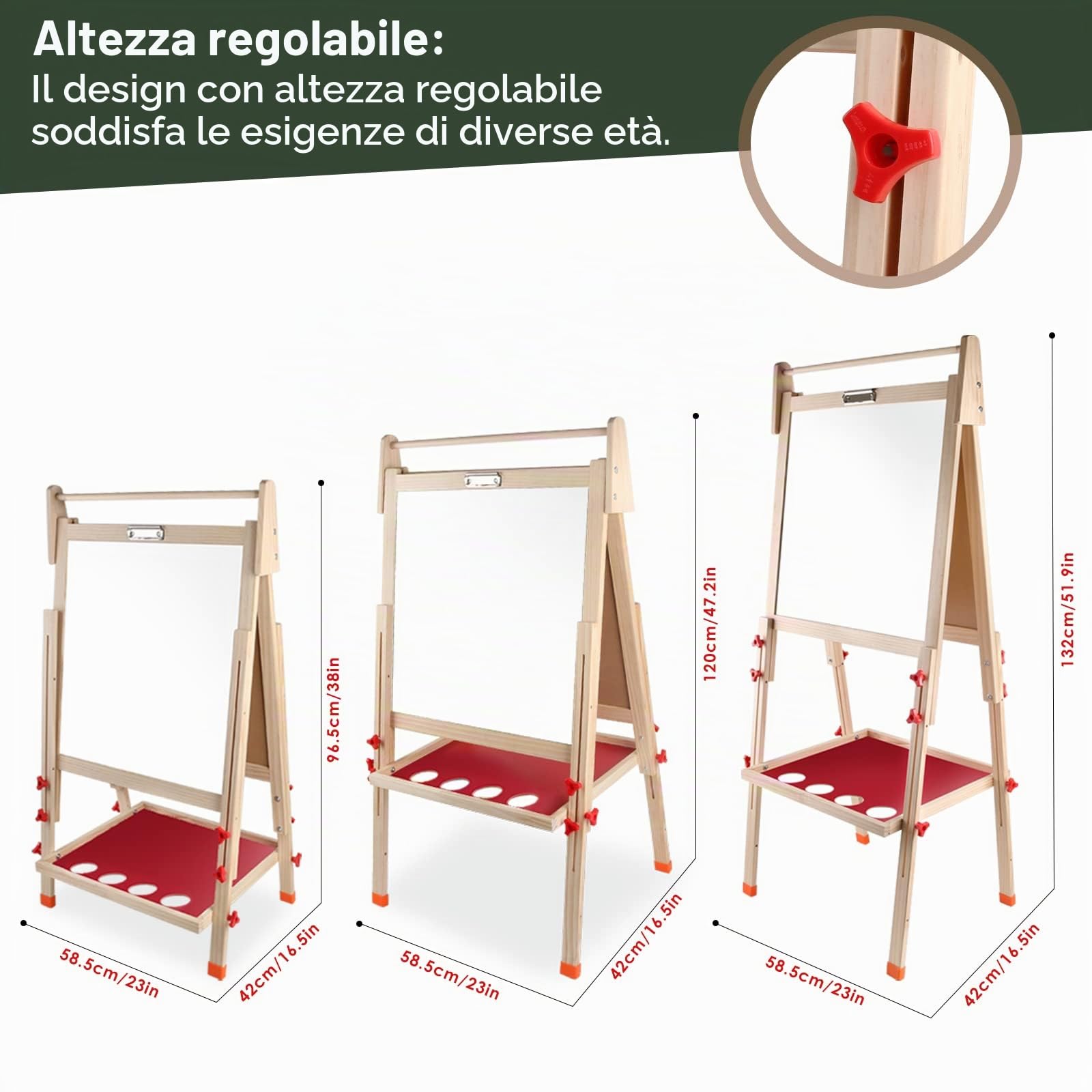 kramow Lavagna in Legno,Cavalletto per Disegno,Lavagna per Bambini Multiattività,Lavagna per Dipingere,Giocattolo per Bambini 4 5 6 7 8 9 Anni