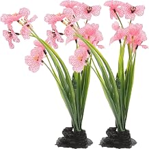 Garneck 2pcs Fake Fish Tank Decorations Aquarium Plants Pink Artificial Plastic Aquarium Plant Ornaments for Desktop Betta Freshwater Fish Tank Accessories Decor