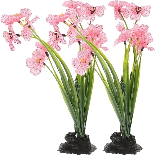 Garneck 2pcs Fake Fish Tank Decorations Aquarium Plants: Pink Artificial
