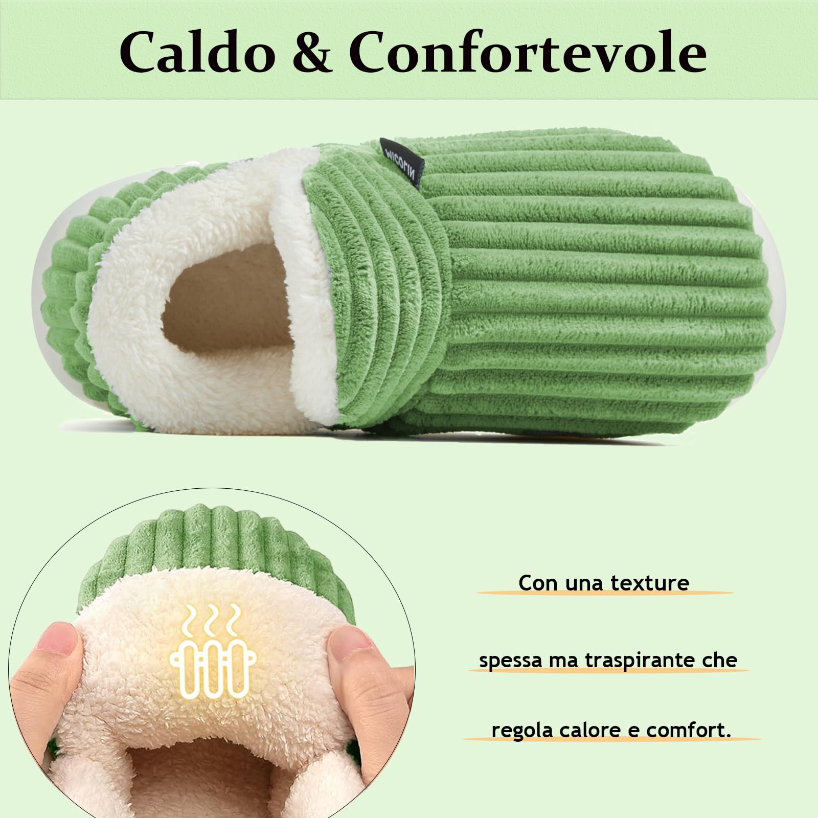 Coswind Pantofole Donna Uomo Invernali Ciabatte Calde Chiuse Peluche with Memory Foam Pelose Eleganti Comode Morbide Antiscivolo