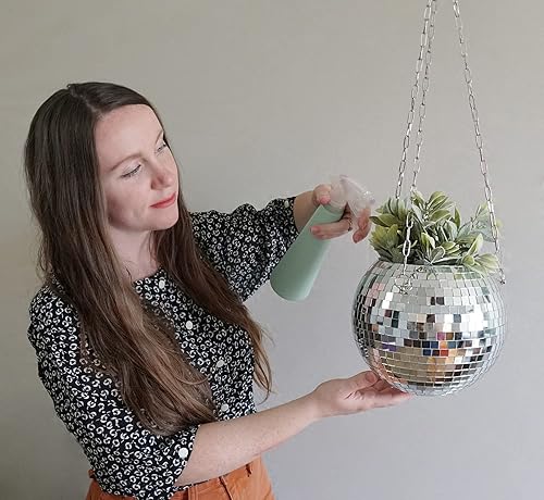 Miniatura 7 de DADO Maceta de bola de discoteca de 4 pulgadas, maceta de discoteca para plantas de interior, colgador de plantas de bola de discoteca, macetas