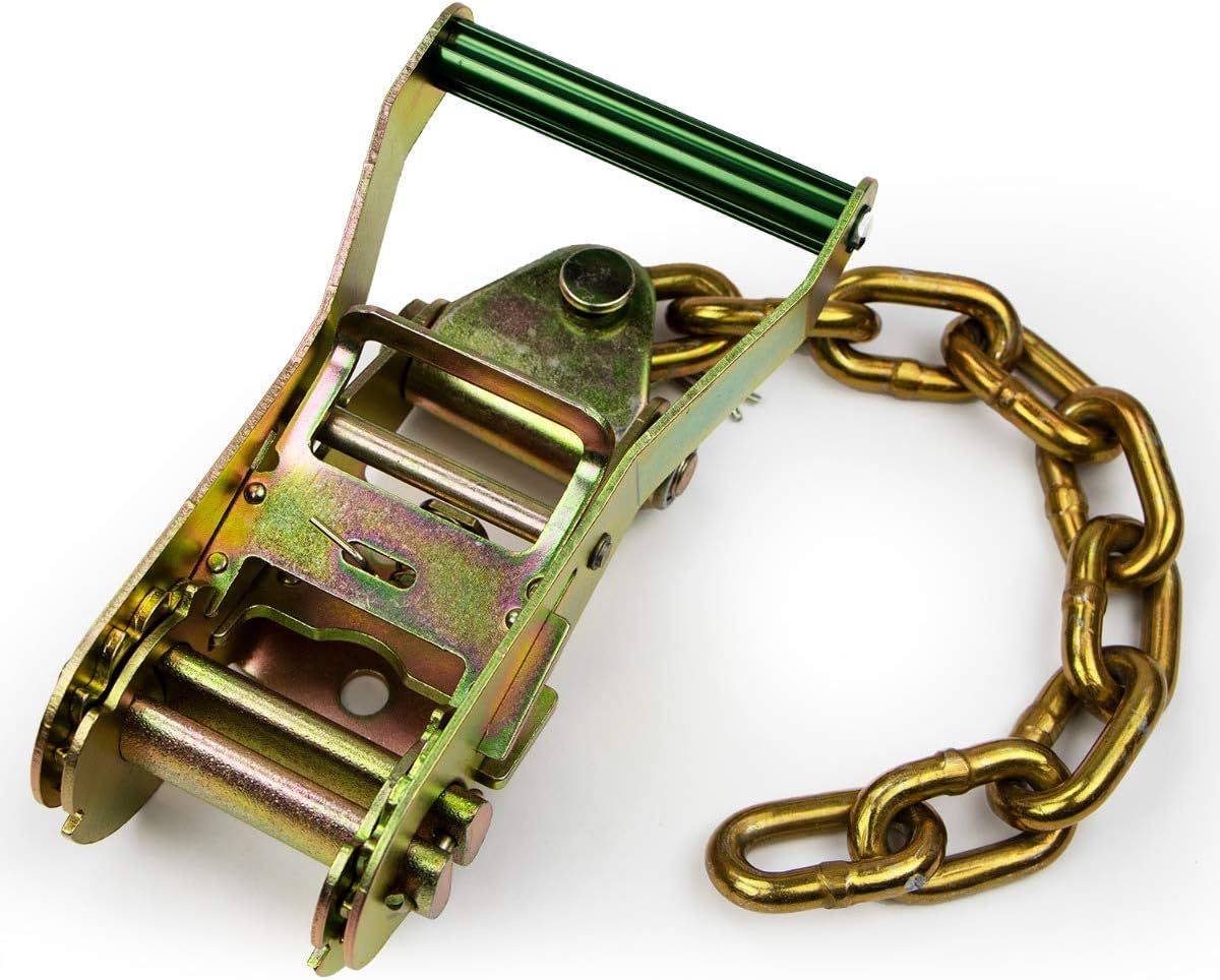 VULCAN Ratchet Buckle - 2 Inch Wide Handle with Chain Tail - 4 Pack - 3,300 Pound Safe Working Load - Image 3
