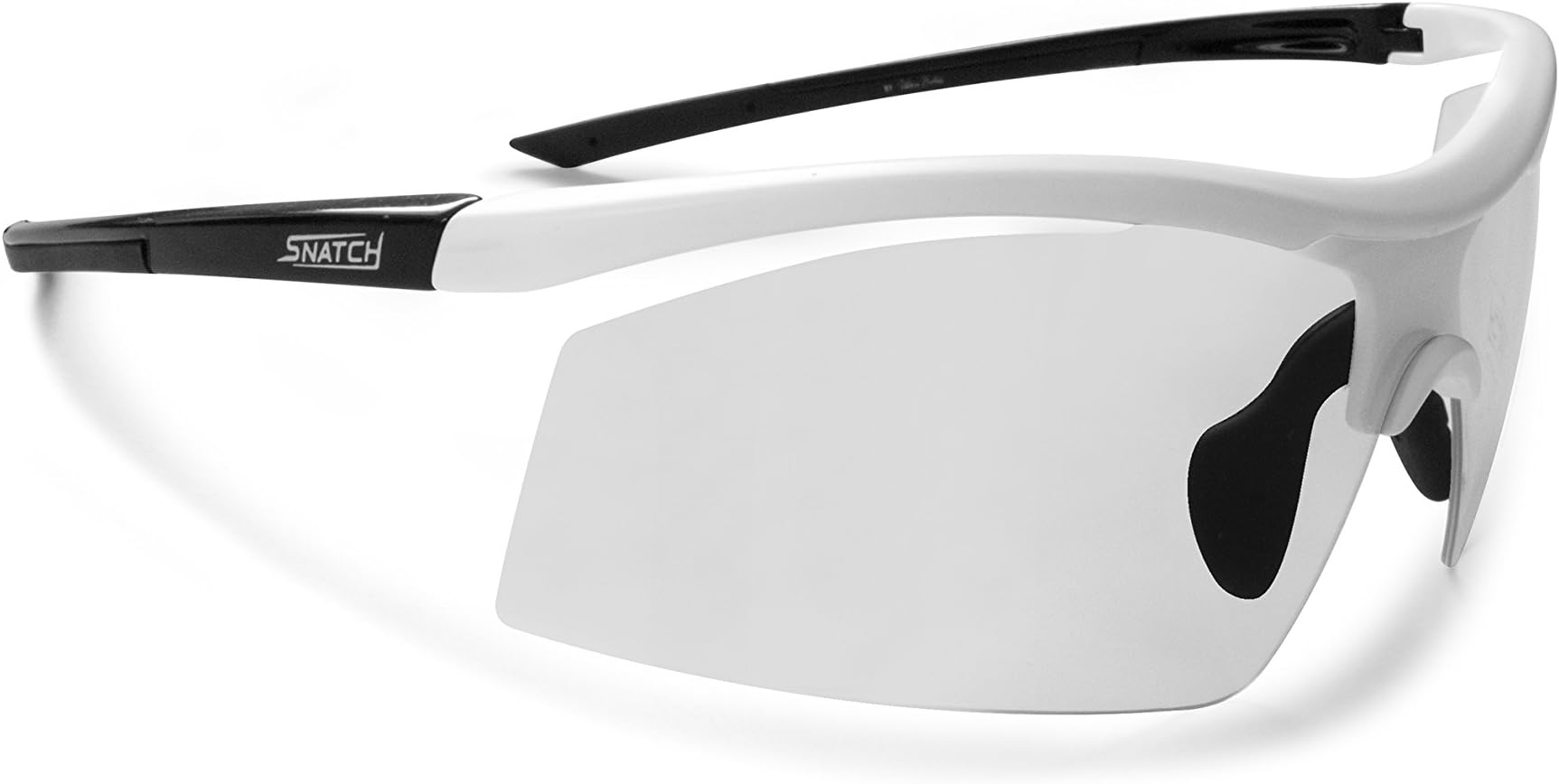 Snatch Cycling Running Photochromic Polarized Sport Sunglasses - Adjustable Nose - Ultralight Nylon Mesh Italy (Mat black/Shiny Black, Photochromic)