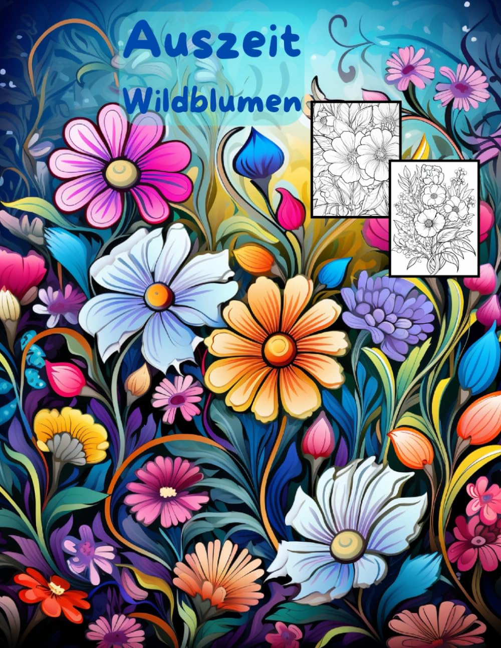 AUSZEIT Wildblumen -Malbuch für Erwachsene -Entspannung und Stressabbau: -Ausmalbilder -nimm dir Zeit -für dich -50 atemberaubende Motive -Anti-Stress
