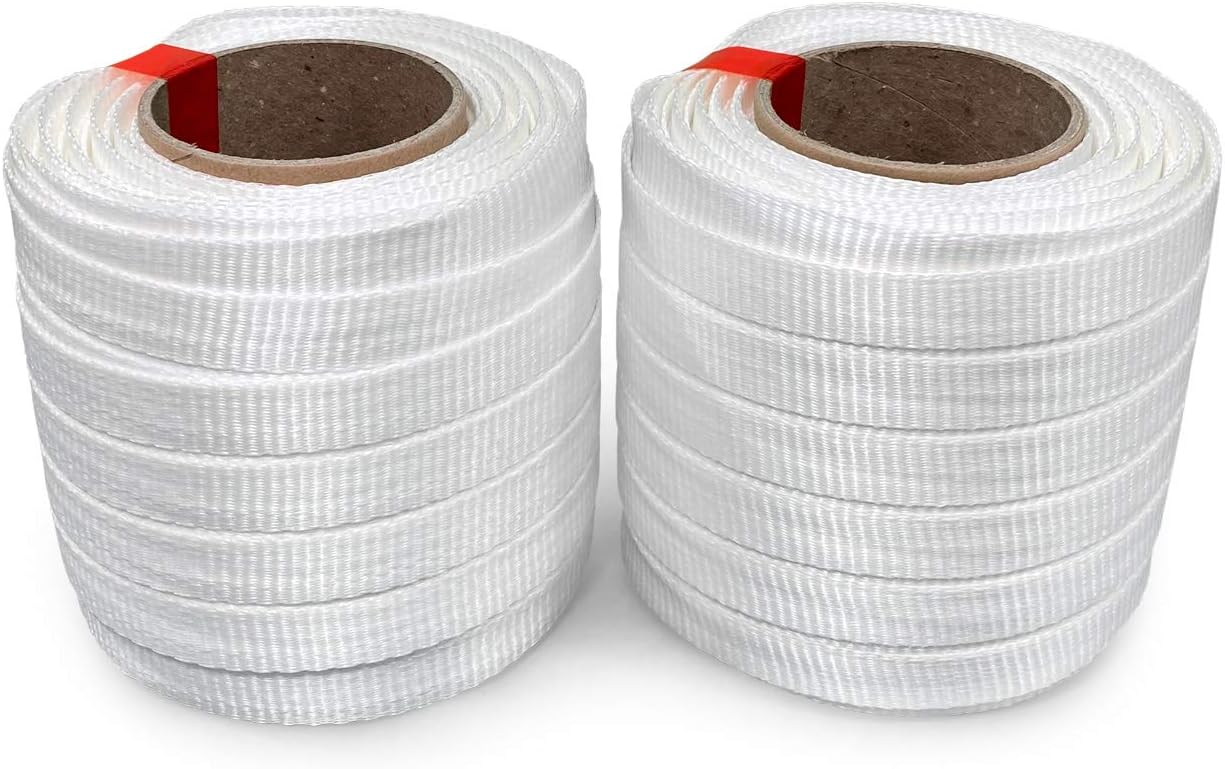Mini Woven Cord Strapping Roll 3/4" x 250', 6" x 3" Core Size, 2425 lbs Break Strength, Pack of 2 - Poly Packaging Strapping - Woven Cord Strap Coil with Re-Tightening Option by IDL Packaging