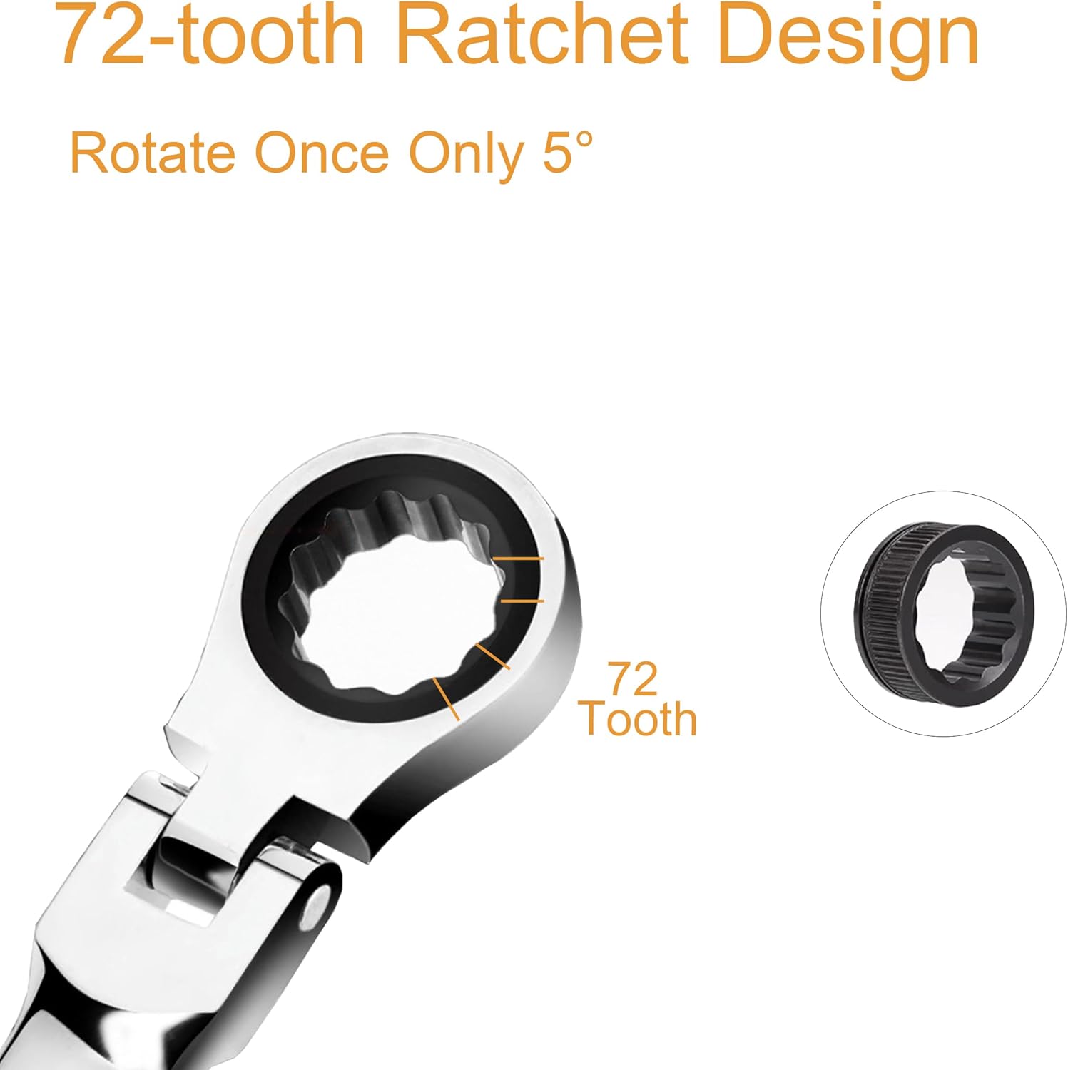 Castuvy Flexible Ratchet Wrench, 22mm Spanner Gear Ring Ratcheting Flexi Wrench, Metric Flex Head
