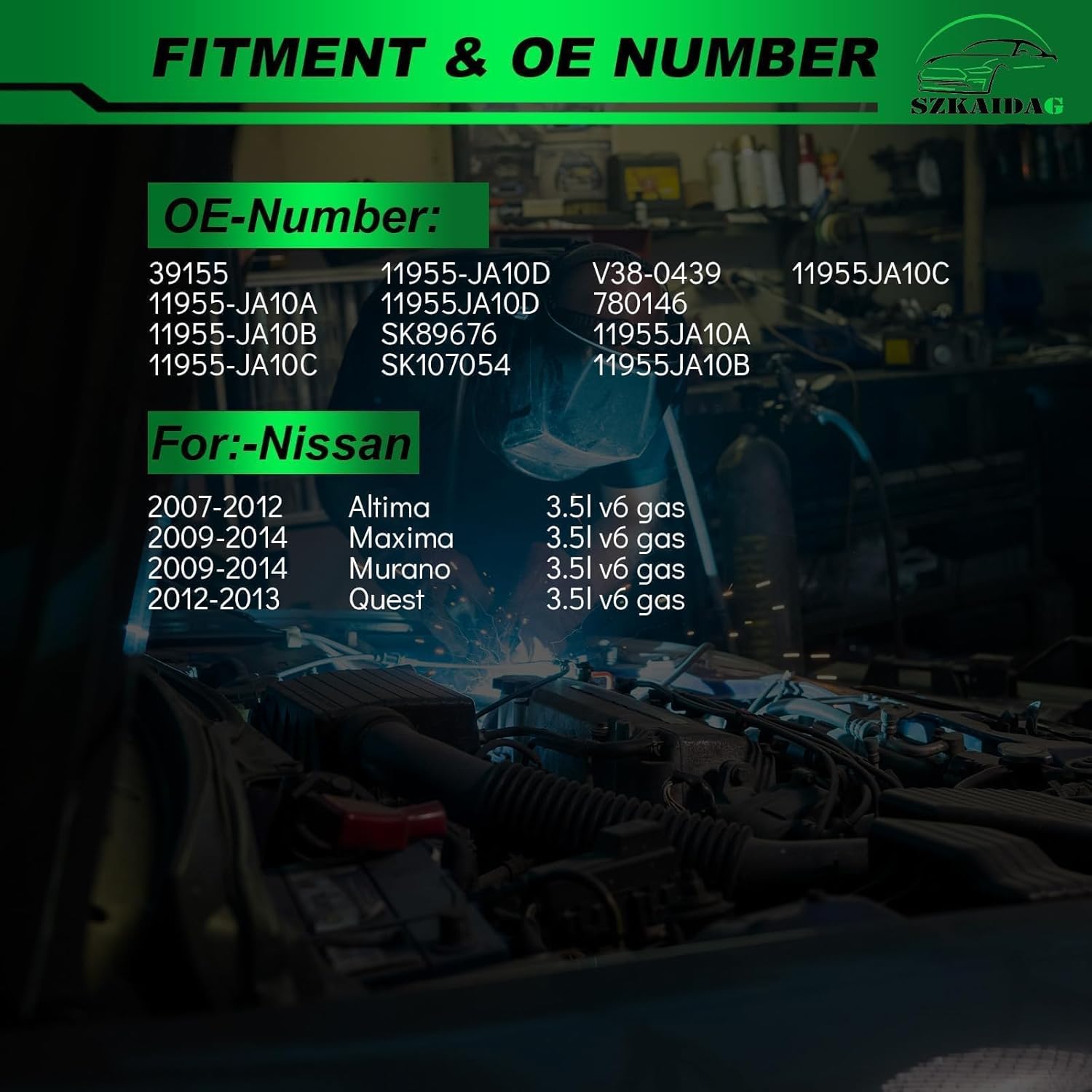 Belt Tensioner Assembly with Pulley for:-Nissan Altima 2007 2008 2009 2010 2011 2012, Murano 2009-2014, Maxima 2009-2014, Quest 2012-2013 3.5l v6 OE# 39155, 11955JA10A, 11955JA10B, 11955JA10C