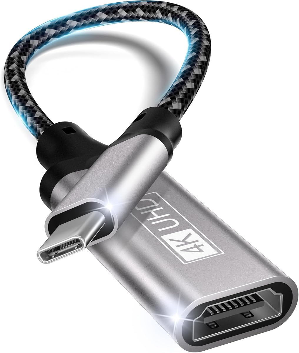USB C HDMI Adapter,USB C NAAR HDMI 4K Adapter Thunderbolt 3 NAAR HDMI Adapter compatibel met iPhone 15Pro/15Pro Max,MacBook Pro/Air,Dell XPS 15/13,iPad Pro/Air,Samsung Galaxy S/NOTE,Surface Pro Grijs