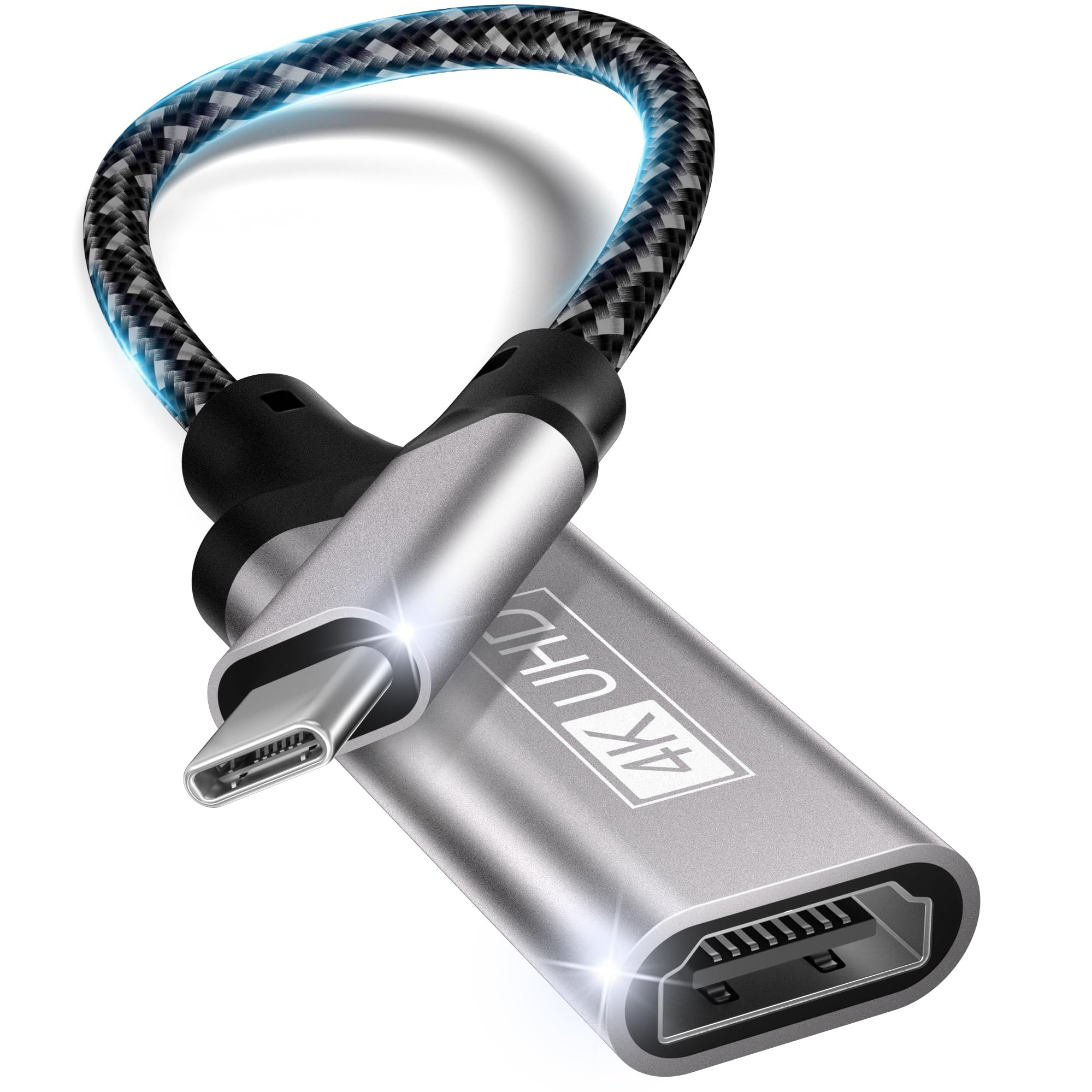 Adattatore HDMI USB C, 4K Da Thunderbolt 3 a HDMI compatibile con iPhone 15Pro/15Pro Max,MacBook Pro/Air,Dell XPS 15/13,iPadPro/Air,Pixelbook,Samsung Galaxy S/NOTE,SurfacePro Grey