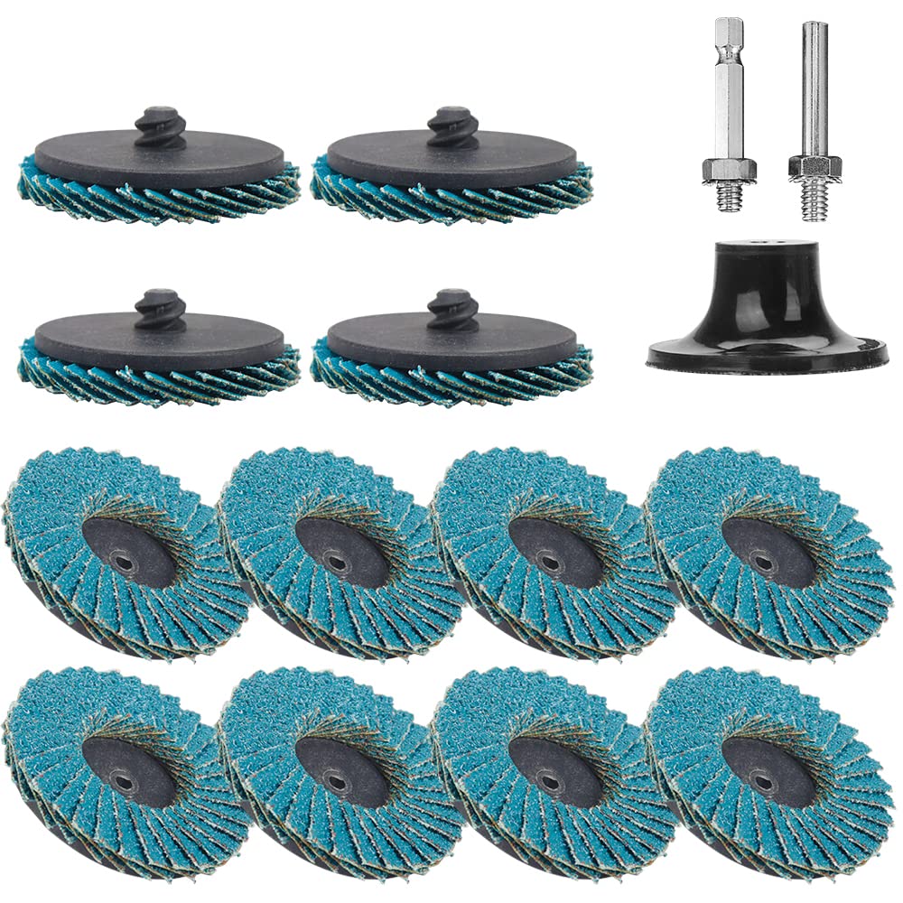 30Pcs 2inch Nylon Quick Change Sanding Discs Set, with 1/4" Holders, Die Grinder Surface Conditioning Burr Rust Paint Removal