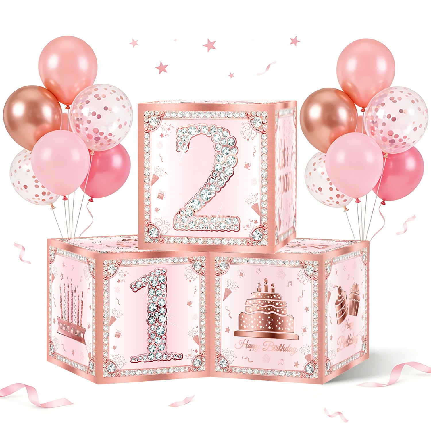21st Birthday Decorations for Her, 3Pcs Rose Gold 21st Birthday Boxes โ image 1